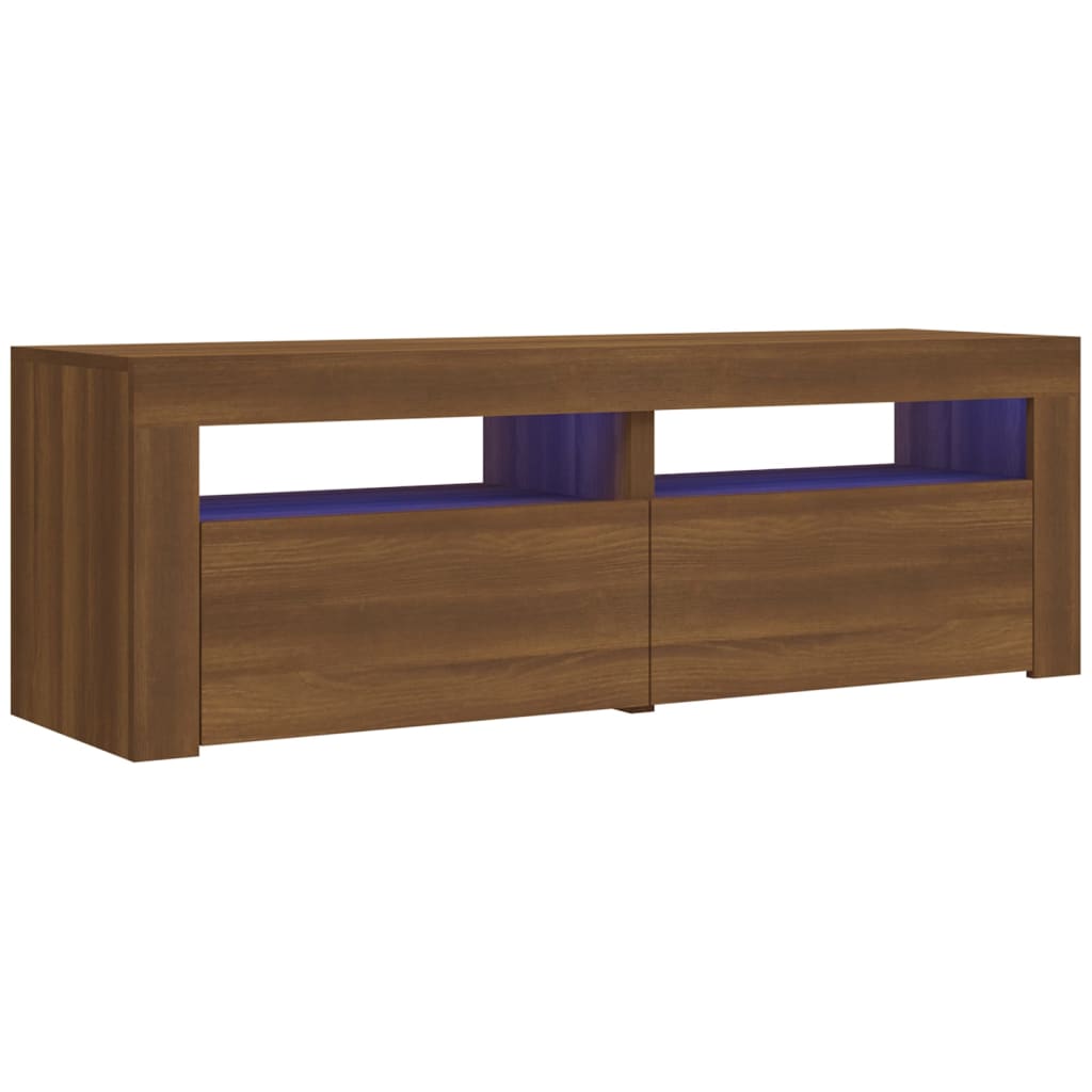 Barna tölgyszínű tv-szekrény led-lámpákkal 120 x 35 x 40 cm Barna tölgyszínű tv-szekrény led-lámpákkal 120 x 35 x 40 cm