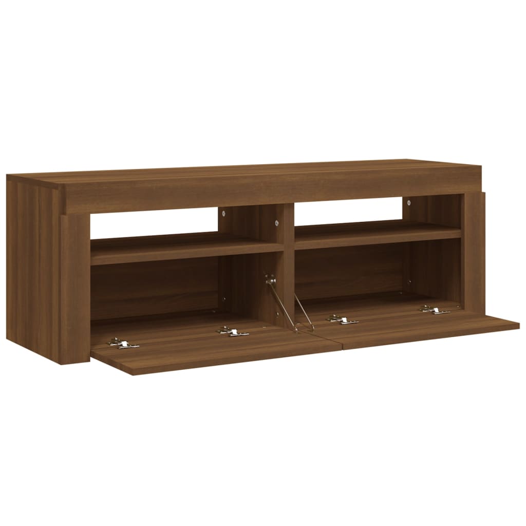 Barna tölgyszínű tv-szekrény led-lámpákkal 120 x 35 x 40 cm Barna tölgyszínű tv-szekrény led-lámpákkal 120 x 35 x 40 cm