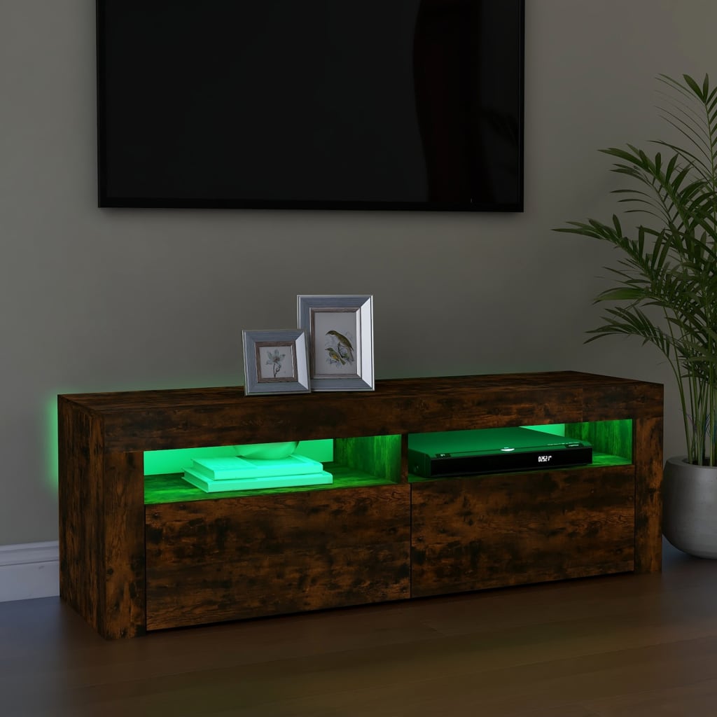 Füstös tölgyszínű tv-szekrény led-világítással 120 x 35 x 40 cm Füstös tölgyszínű tv-szekrény led-világítással 120 x 35 x 40 cm