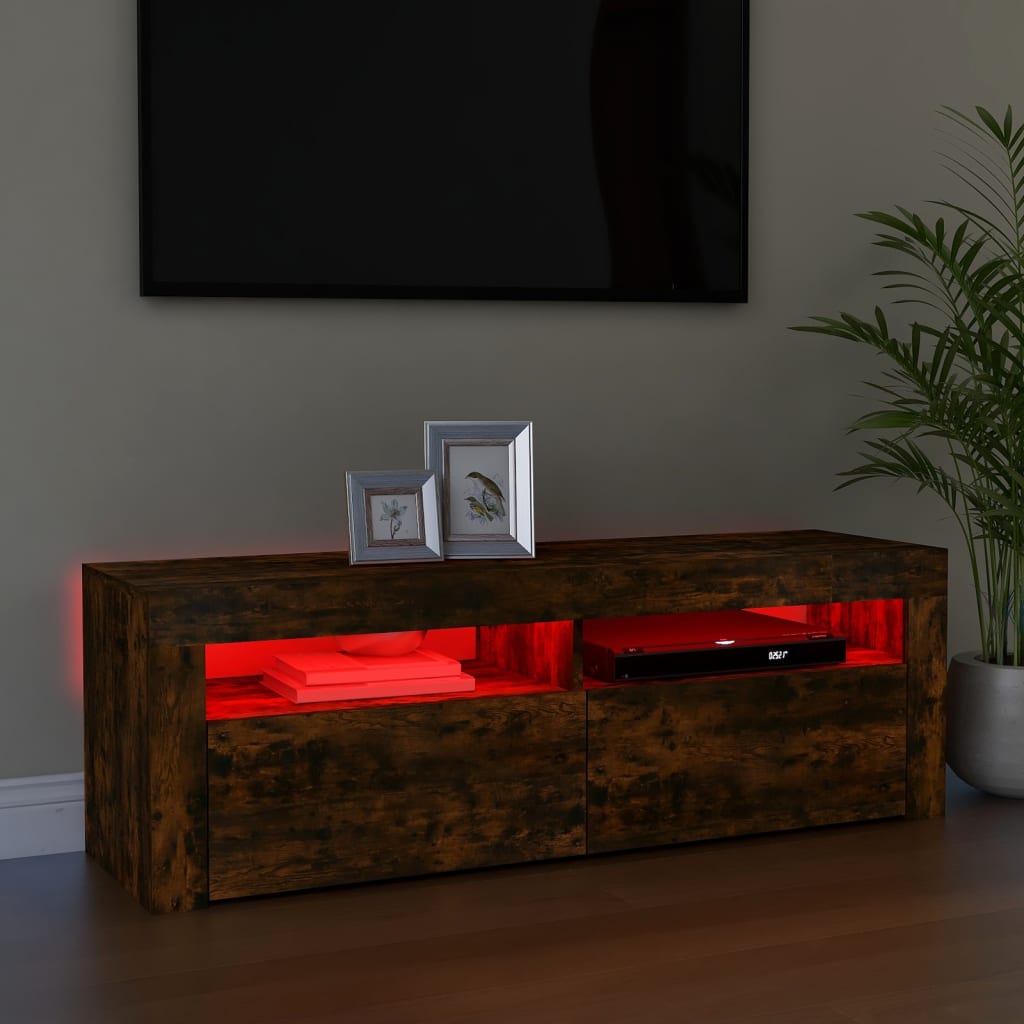 Füstös tölgyszínű tv-szekrény led-világítással 120 x 35 x 40 cm Füstös tölgyszínű tv-szekrény led-világítással 120 x 35 x 40 cm