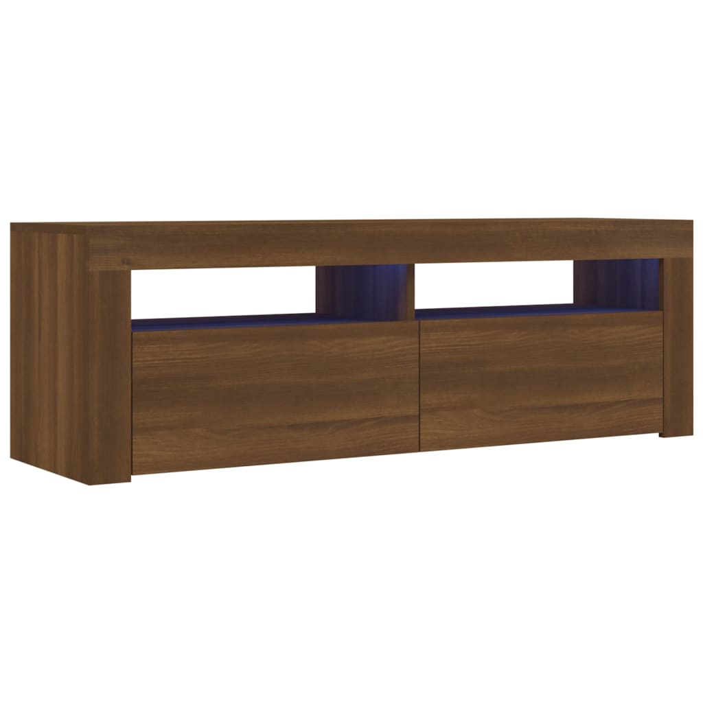 Barna tölgyszínű tv-szekrény led-lámpákkal 120 x 35 x 40 cm Barna tölgyszínű tv-szekrény led-lámpákkal 120 x 35 x 40 cm