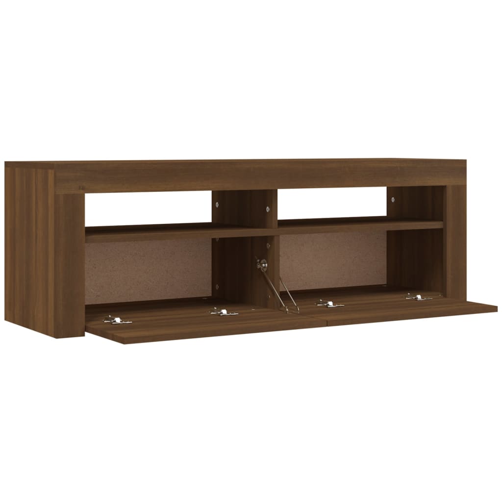 Barna tölgyszínű tv-szekrény led-lámpákkal 120 x 35 x 40 cm Barna tölgyszínű tv-szekrény led-lámpákkal 120 x 35 x 40 cm