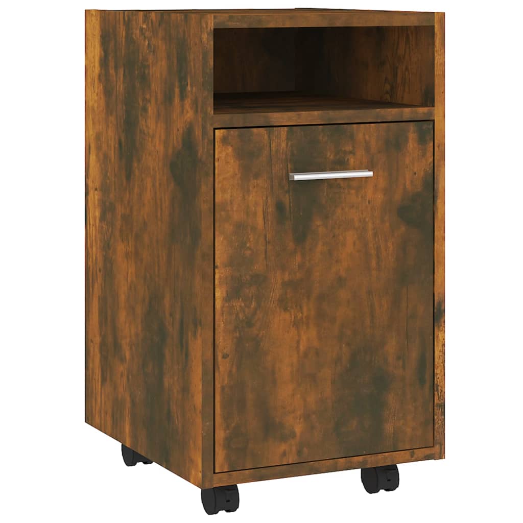 Füstös tölgyszínű szerelt fa kisszekrény kerekekkel 33x38x60 cm Füstös tölgyszínű szerelt fa kisszekrény kerekekkel 33x38x60 cm