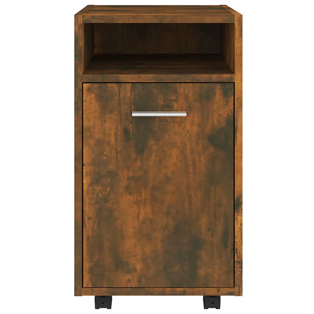 Füstös tölgyszínű szerelt fa kisszekrény kerekekkel 33x38x60 cm Füstös tölgyszínű szerelt fa kisszekrény kerekekkel 33x38x60 cm