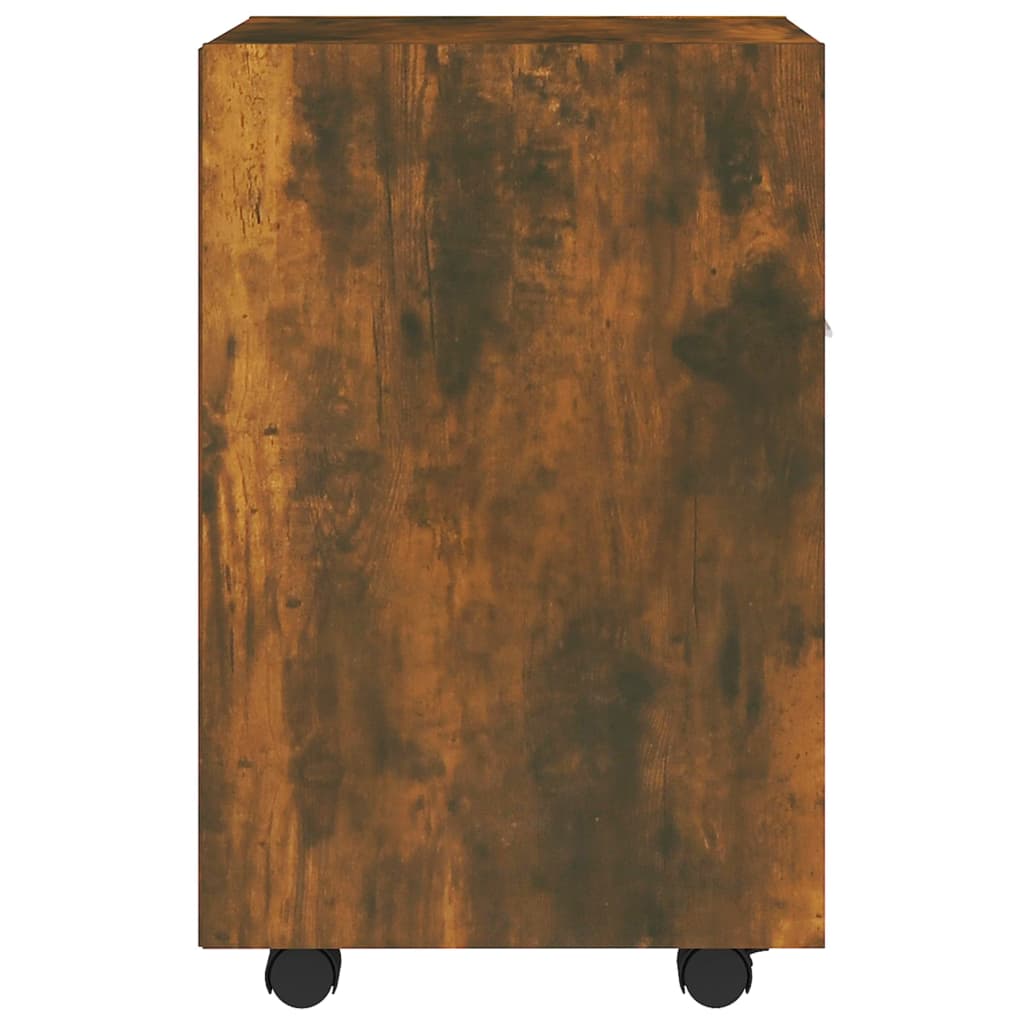 Füstös tölgyszínű szerelt fa kisszekrény kerekekkel 33x38x60 cm Füstös tölgyszínű szerelt fa kisszekrény kerekekkel 33x38x60 cm