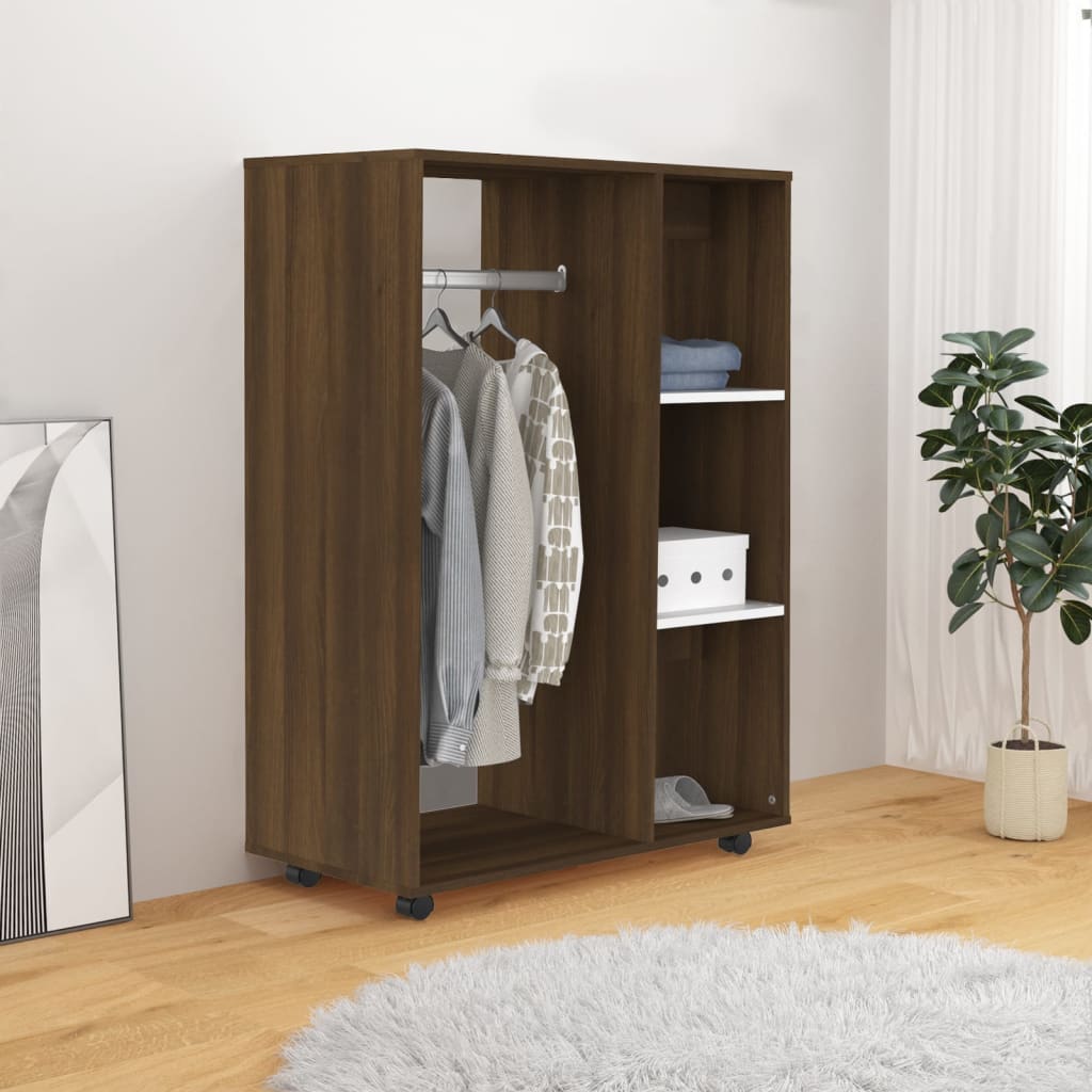 Barna tölgyszínű szerelt fa ruhásszekrény 80 x 40 x 110 cm Barna tölgyszínű szerelt fa ruhásszekrény 80 x 40 x 110 cm