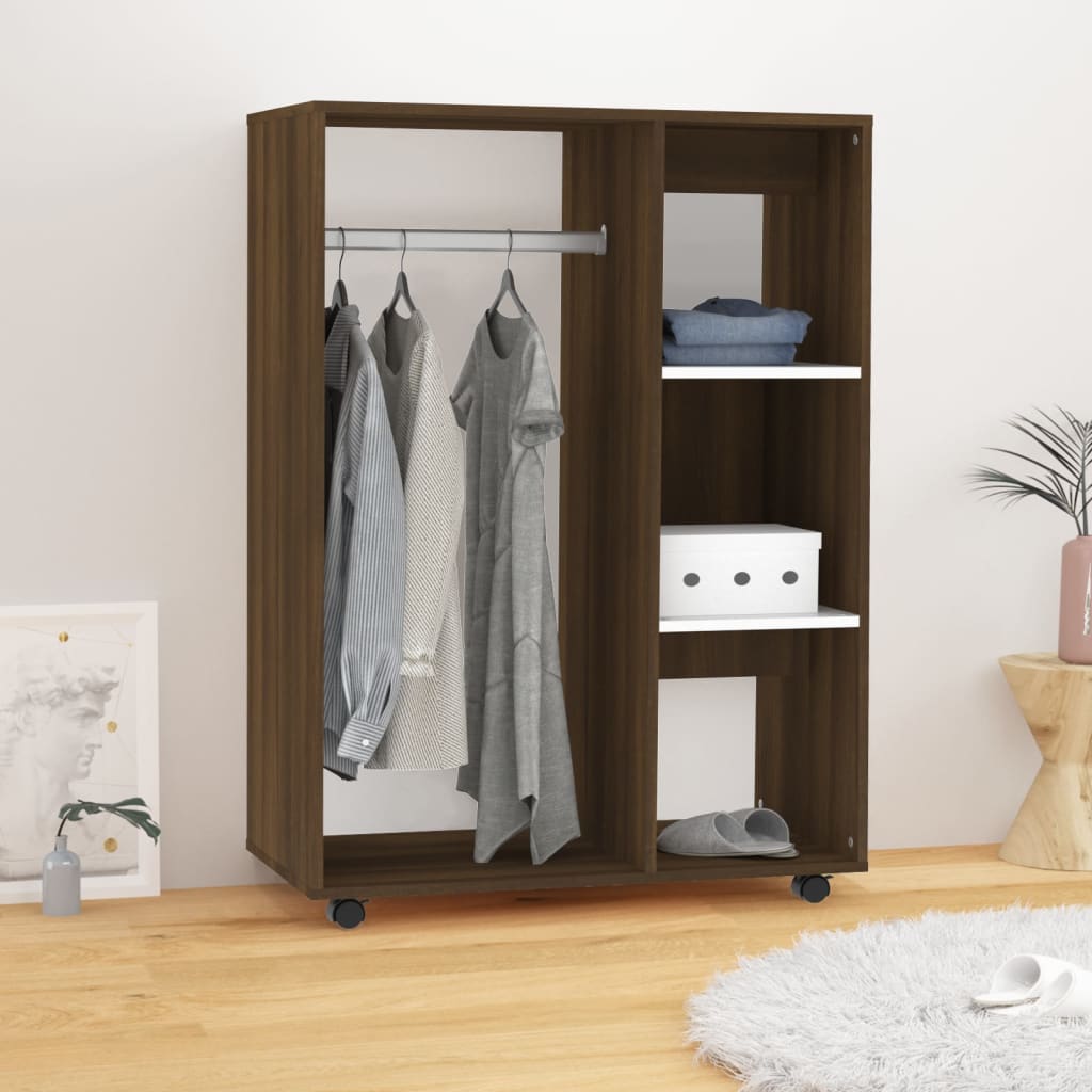 Barna tölgyszínű szerelt fa ruhásszekrény 80 x 40 x 110 cm Barna tölgyszínű szerelt fa ruhásszekrény 80 x 40 x 110 cm