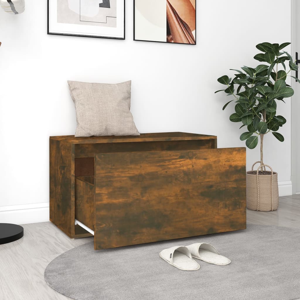 Füstös tölgyszínű szerelt fa előszobapad 80 x 40 x 45 cm Füstös tölgyszínű szerelt fa előszobapad 80 x 40 x 45 cm