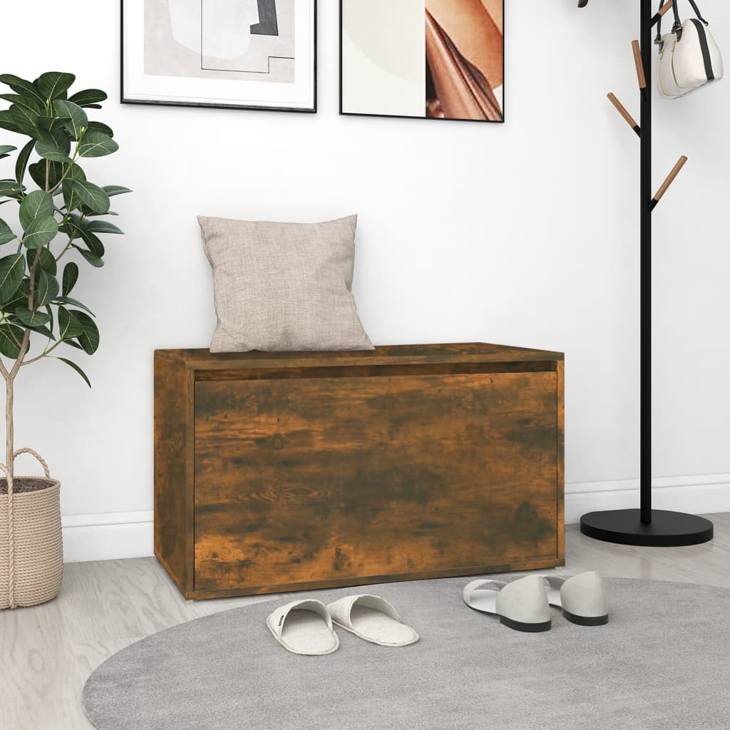 Füstös tölgyszínű szerelt fa előszobapad 80 x 40 x 45 cm