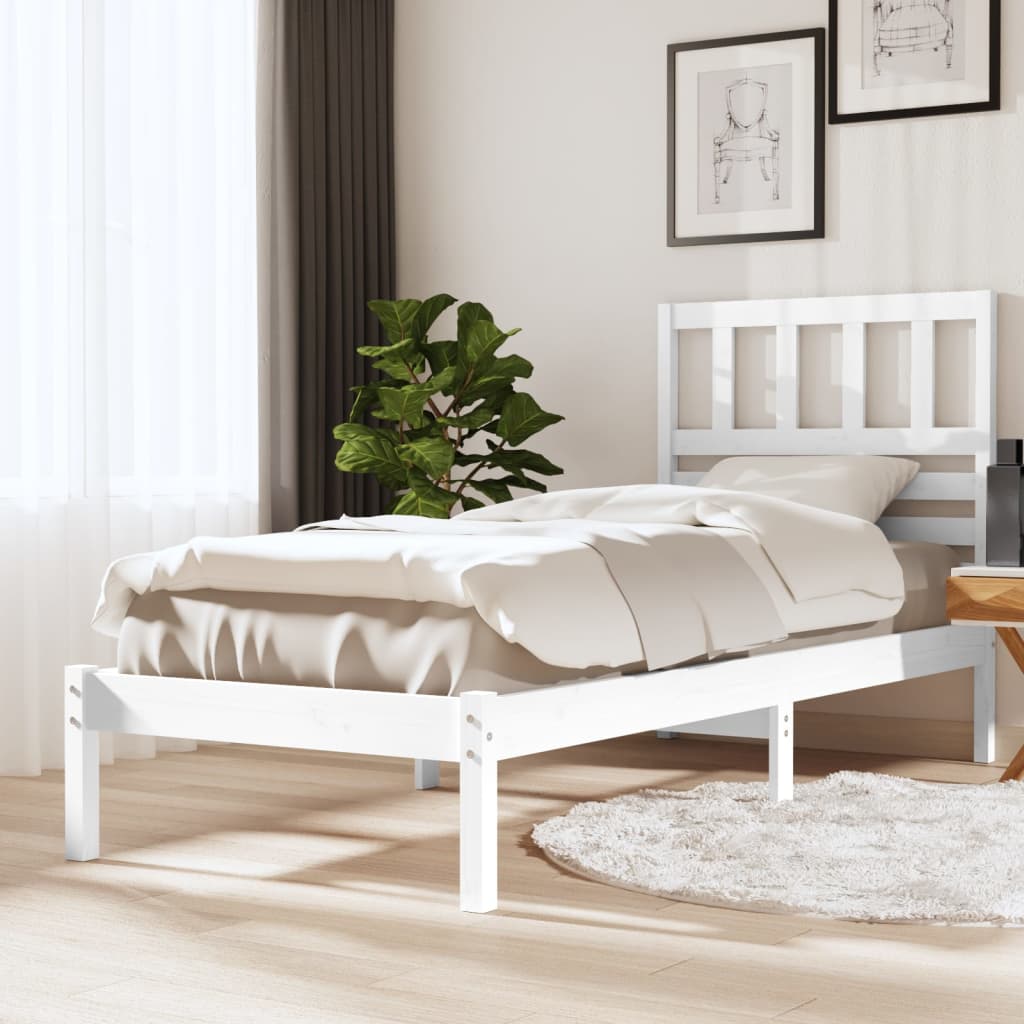 Fehér tömör fenyőfa ágykeret 75 x 190 cm (2ft6 small single)