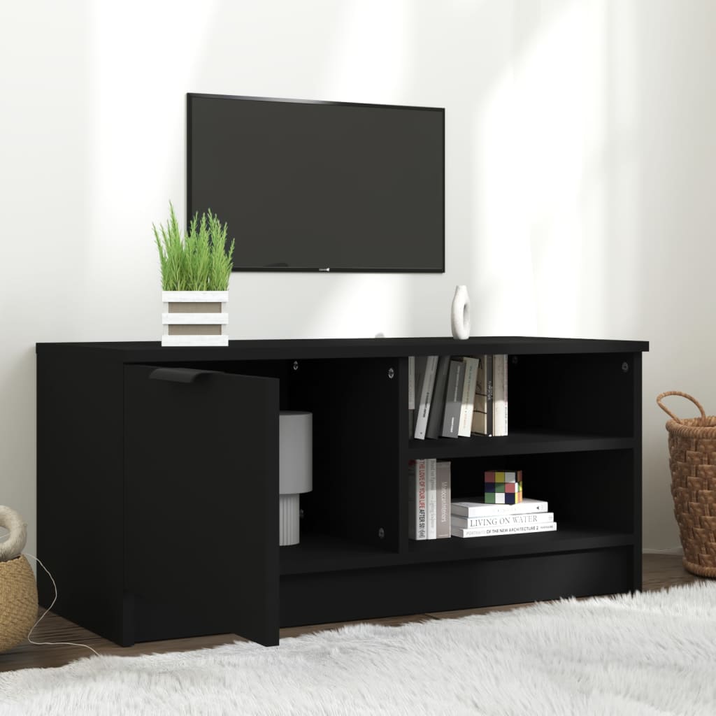 Fekete szerelt fa tv-szekrény 80 x 35 x 36,5 cm Fekete szerelt fa tv-szekrény 80 x 35 x 36,5 cm