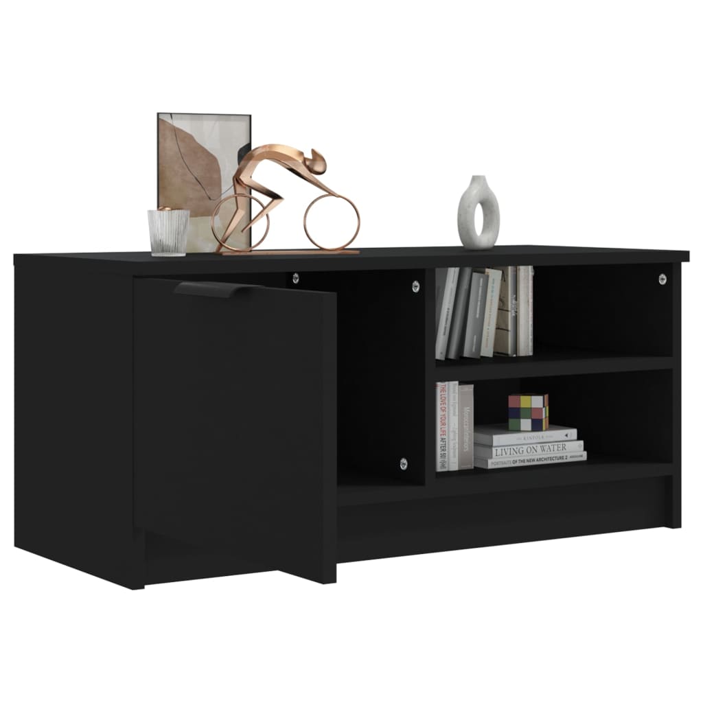 Fekete szerelt fa tv-szekrény 80 x 35 x 36,5 cm Fekete szerelt fa tv-szekrény 80 x 35 x 36,5 cm