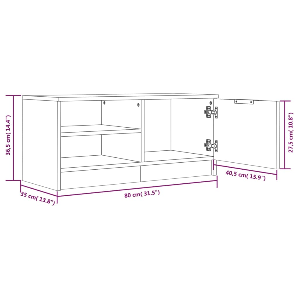 Fekete szerelt fa tv-szekrény 80 x 35 x 36,5 cm Fekete szerelt fa tv-szekrény 80 x 35 x 36,5 cm