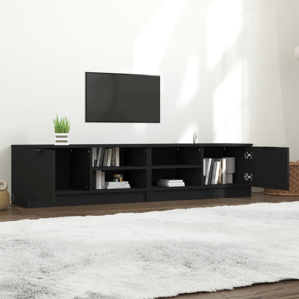 2 db fekete szerelt fa tv-szekrény 80 x 35 x 36,5 cm