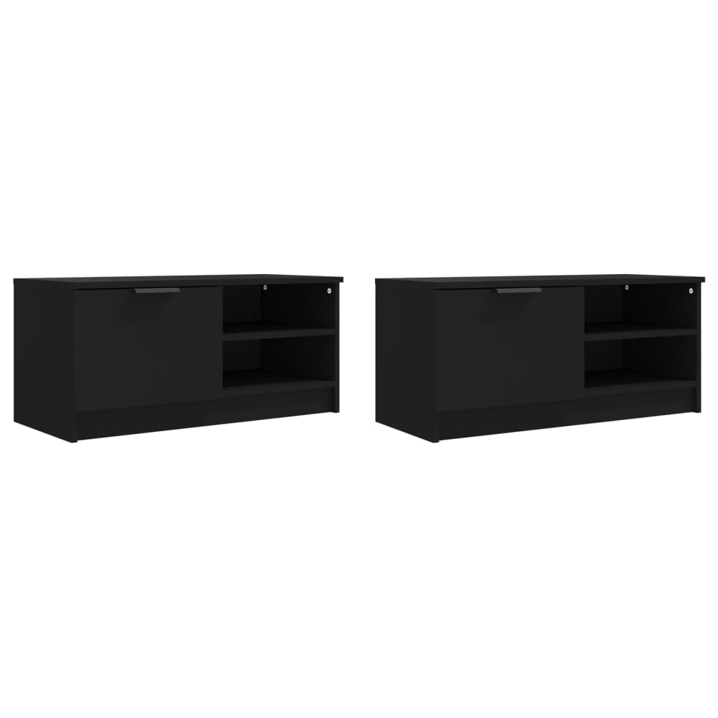 2 db fekete szerelt fa tv-szekrény 80 x 35 x 36,5 cm