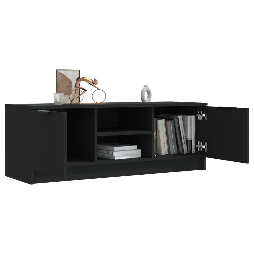 Fekete szerelt fa tv-szekrény 102x35x36,5 cm