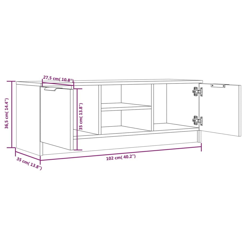 Fekete szerelt fa tv-szekrény 102x35x36,5 cm