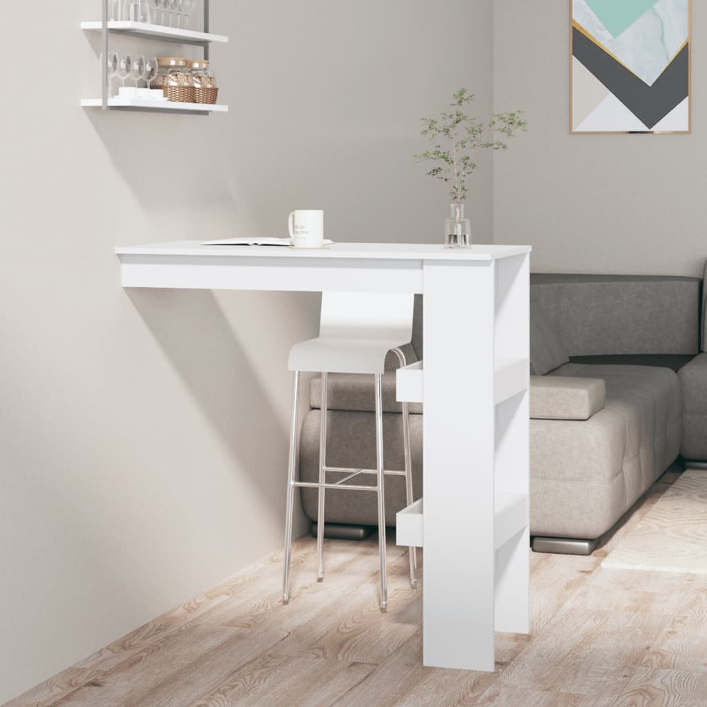 Fehér színű szerelt fa fali bárasztal 102x45x103,5 cm