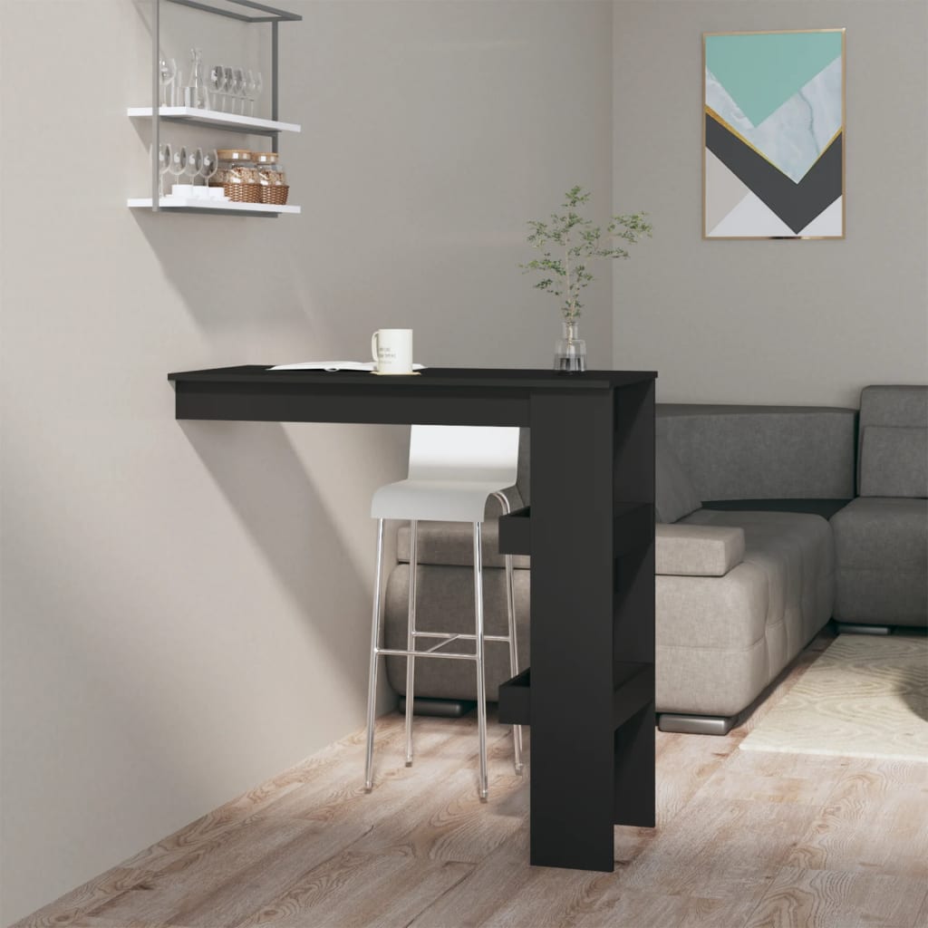 Fekete színű szerelt fa fali bárasztal 102x45x103,5 cm