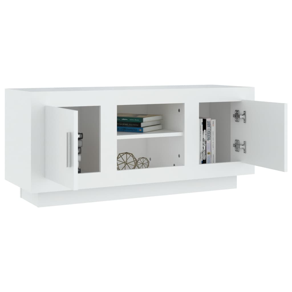 Fehér szerelt fa tv-szekrény 102 x 35 x 45 cm