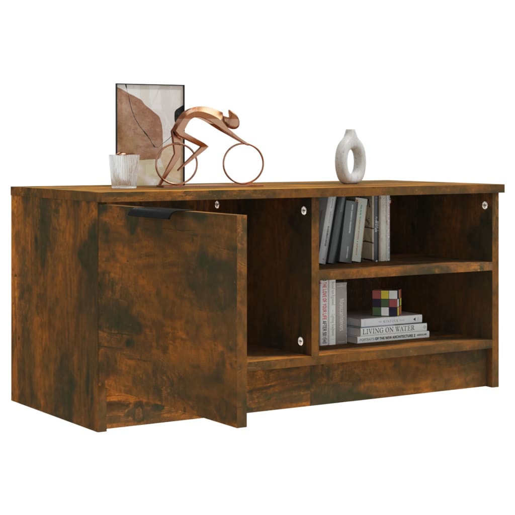 Füstös tölgyszínű szerelt fa tv-szekrény 80 x 35 x 36,5 cm Füstös tölgyszínű szerelt fa tv-szekrény 80 x 35 x 36,5 cm