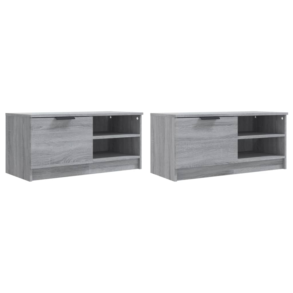 2 db szürke sonoma színű szerelt fa tv-szekrény 80x35x36,5 cm