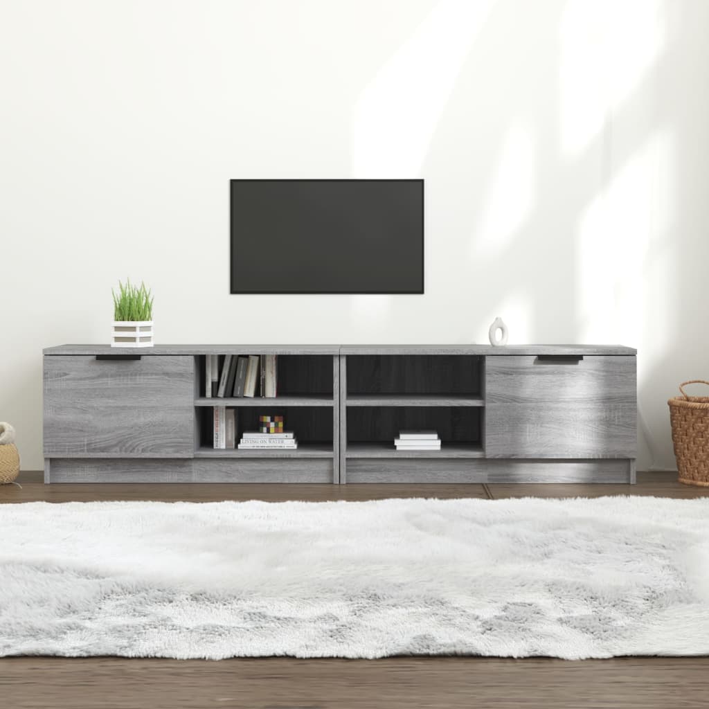 2 db szürke sonoma színű szerelt fa tv-szekrény 80x35x36,5 cm
