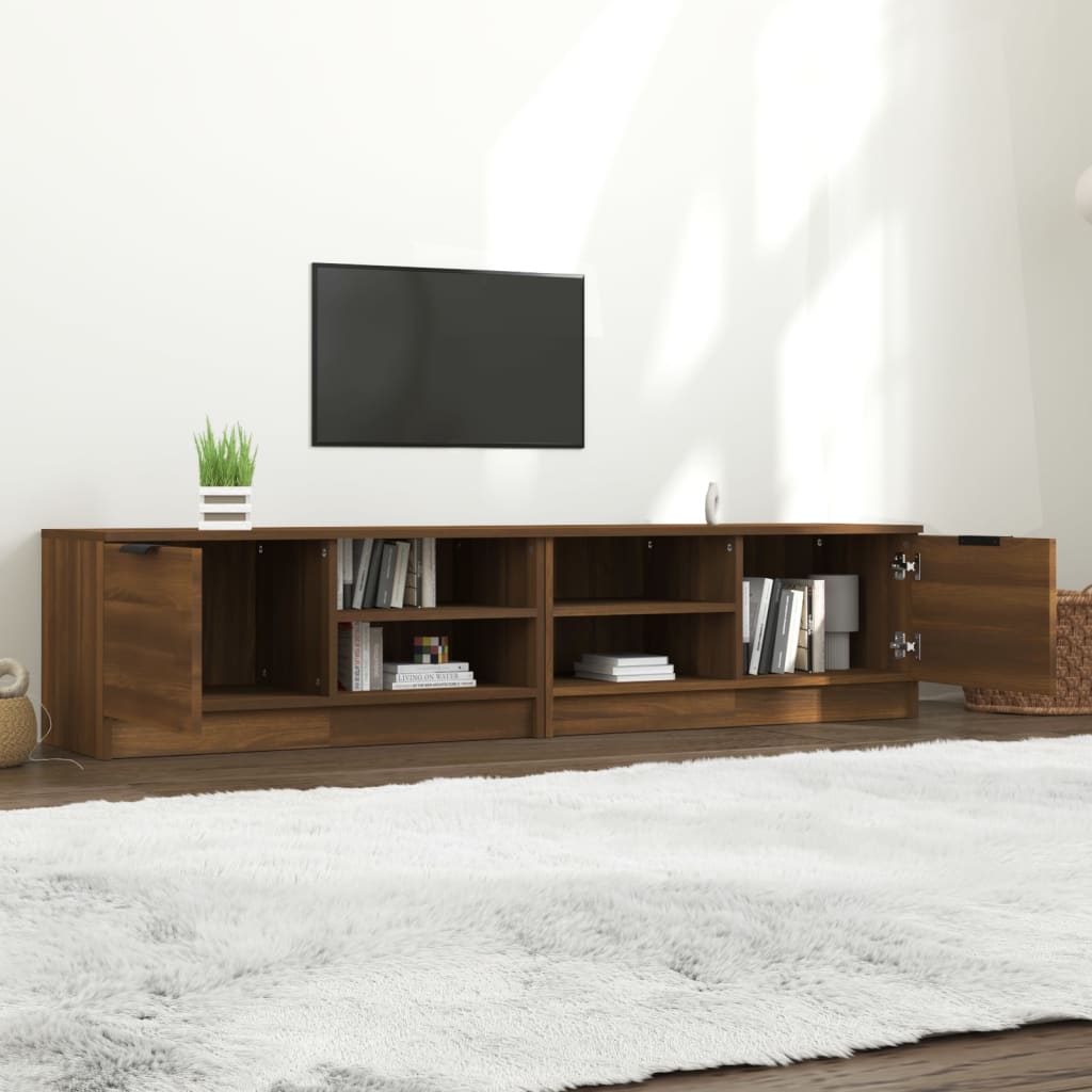 2 db barna tölgy színű szerelt fa tv-szekrény 80 x 35 x 36,5 cm