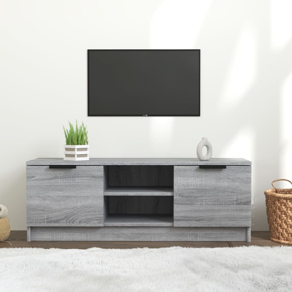 Szürke sonoma színű szerelt fa tv-szekrény 102 x 35 x 36,5 cm Szürke sonoma színű szerelt fa tv-szekrény 102 x 35 x 36,5 cm