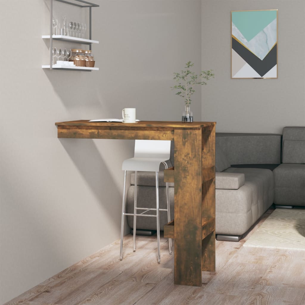 Füstös tölgyszínű szerelt fa fali bárasztal 102 x 45 x 103,5 cm