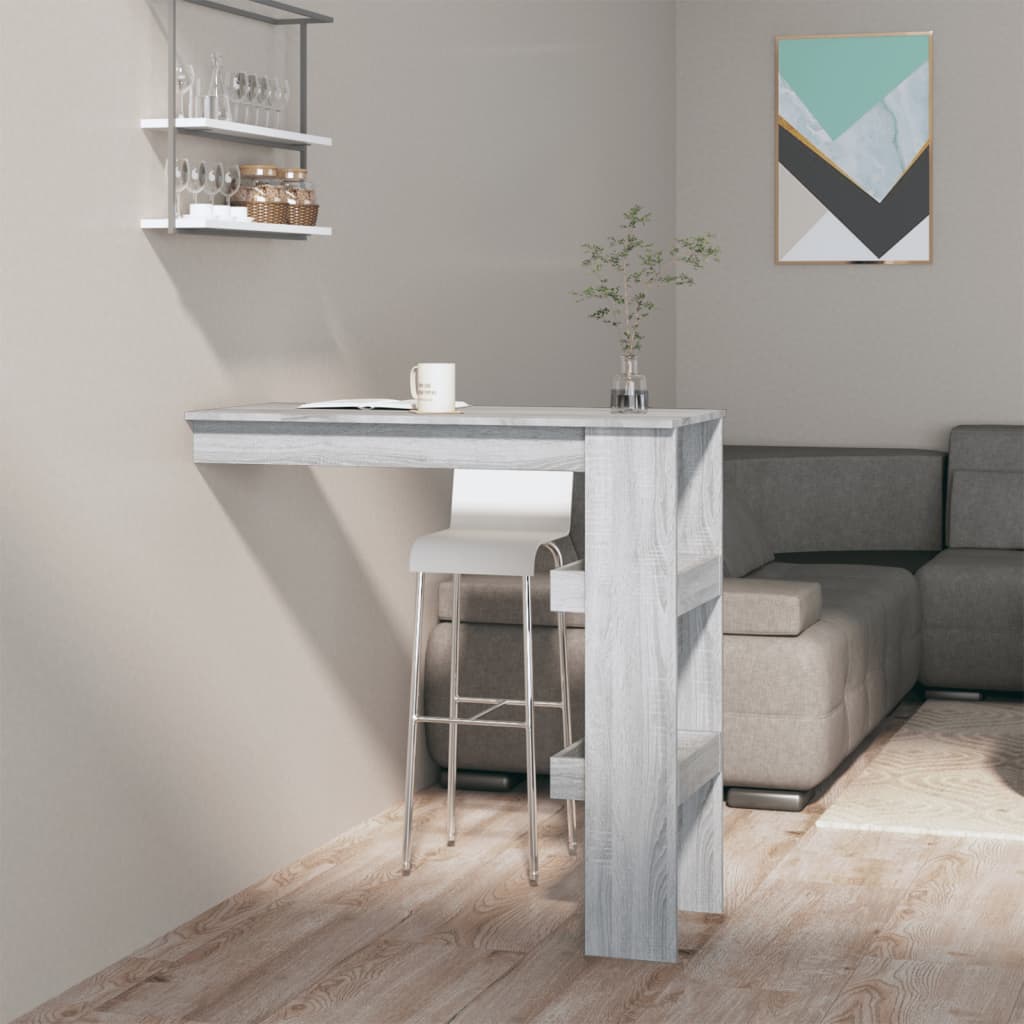 Szürke sonoma színű szerelt fa fali bárasztal 102 x 50 x 45 cm