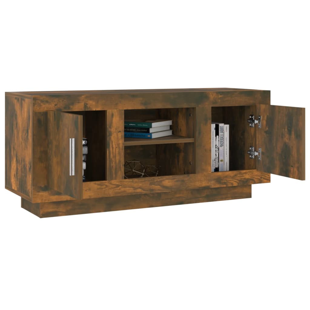 Füstös tölgyszínű szerelt fa fali tv-szekrény 102 x 35 x 45 cm Füstös tölgyszínű szerelt fa fali tv-szekrény 102 x 35 x 45 cm