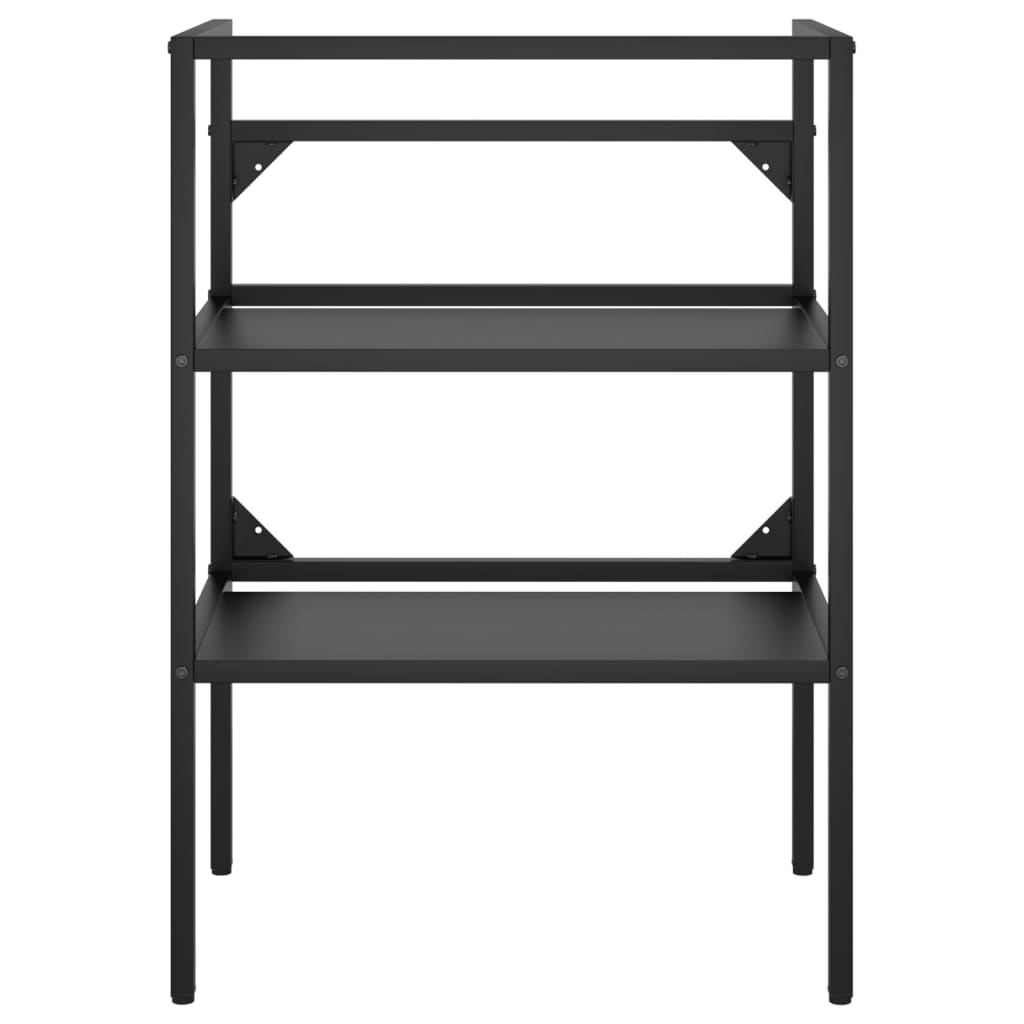 Fekete vas fürdőszobai mosdókagylóváz beépített mosdóval