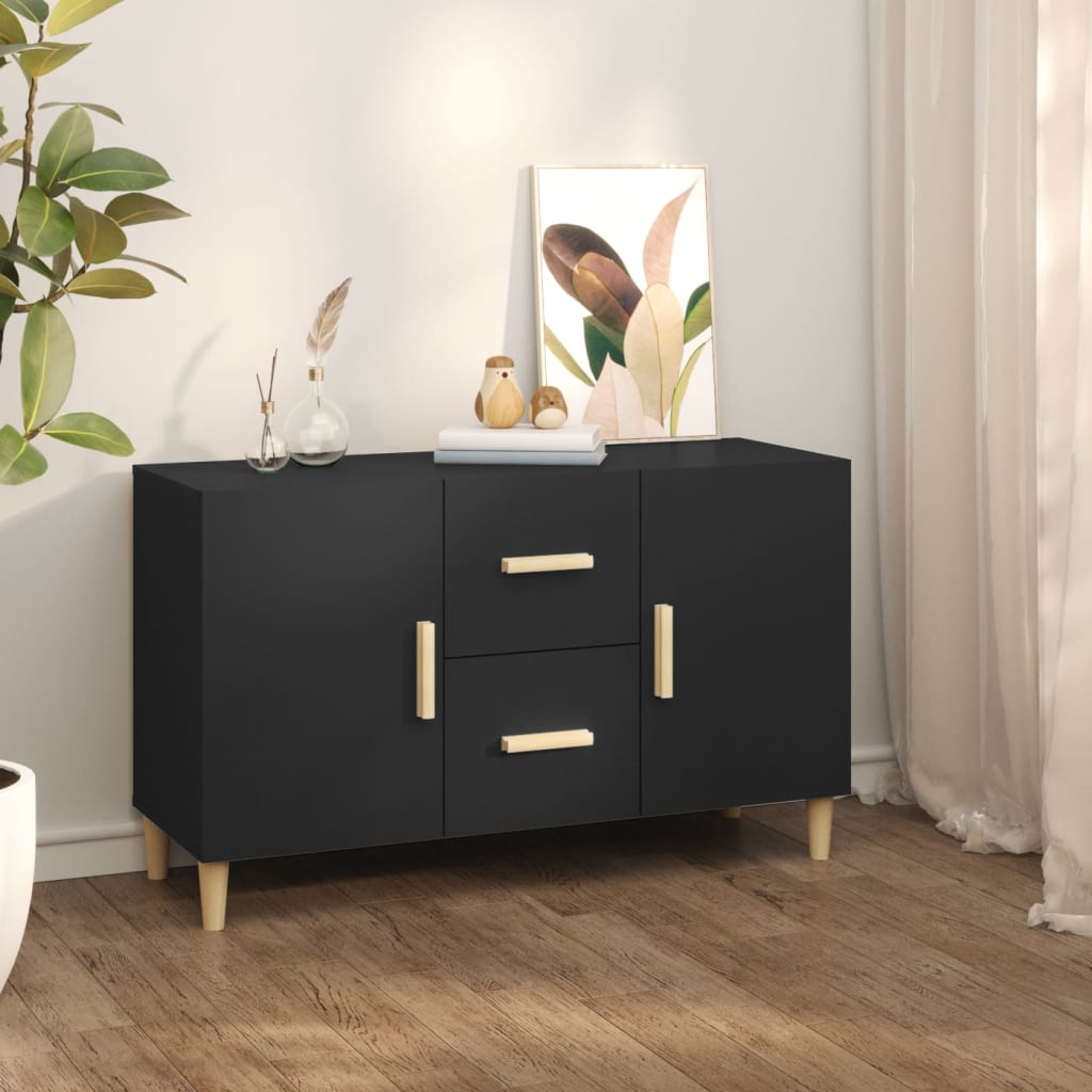 Fekete szerelt fa tálalóasztal 100 x 36 x 60 cm