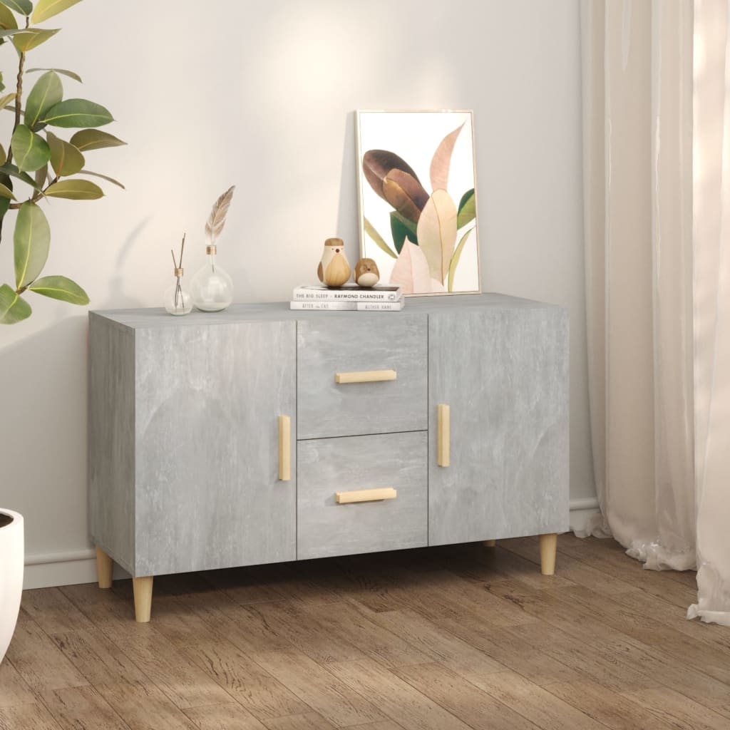 Betonszürke szerelt fa tálalóasztal 100 x 36 x 60 cm