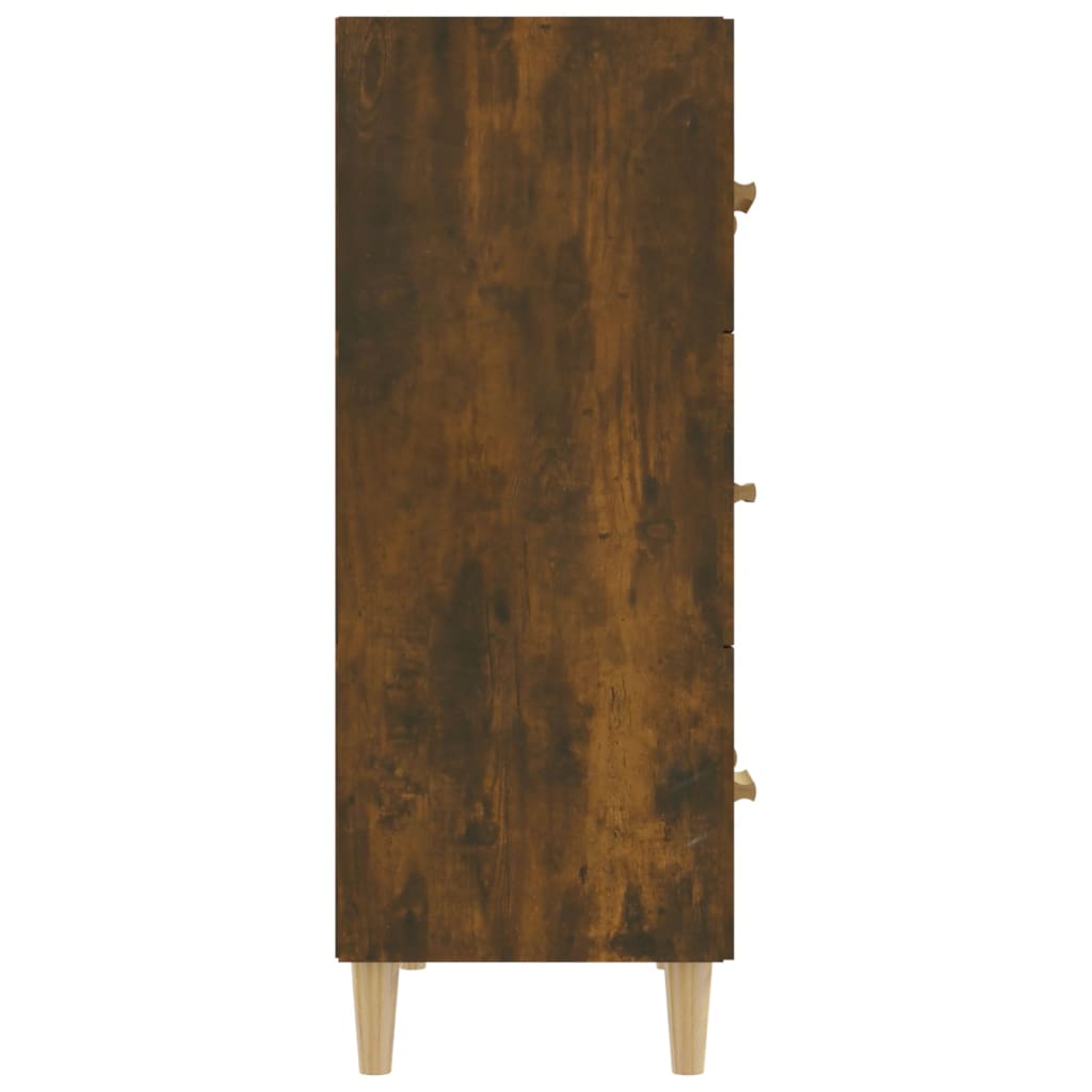 Füstös tölgyszínű szerelt fa tálalószekrény 70 x 34 x 90 cm