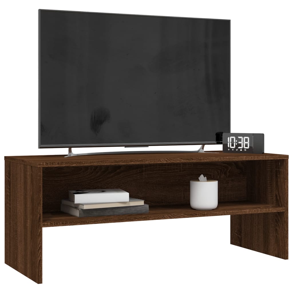 Barna tölgyszínű szerelt fa tv-szekrény 100 x 40 x 40 cm Barna tölgyszínű szerelt fa tv-szekrény 100 x 40 x 40 cm