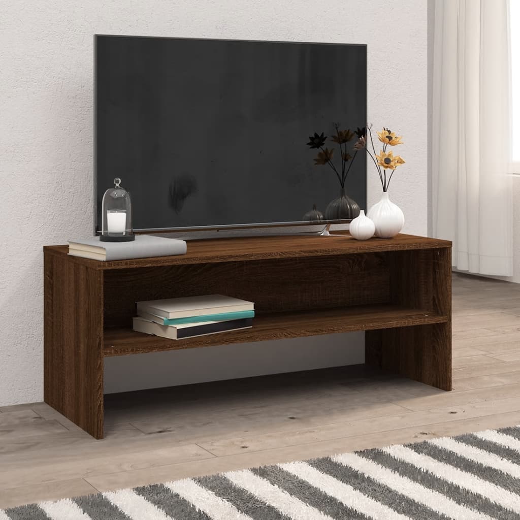 Barna tölgyszínű szerelt fa tv-szekrény 100 x 40 x 40 cm Barna tölgyszínű szerelt fa tv-szekrény 100 x 40 x 40 cm