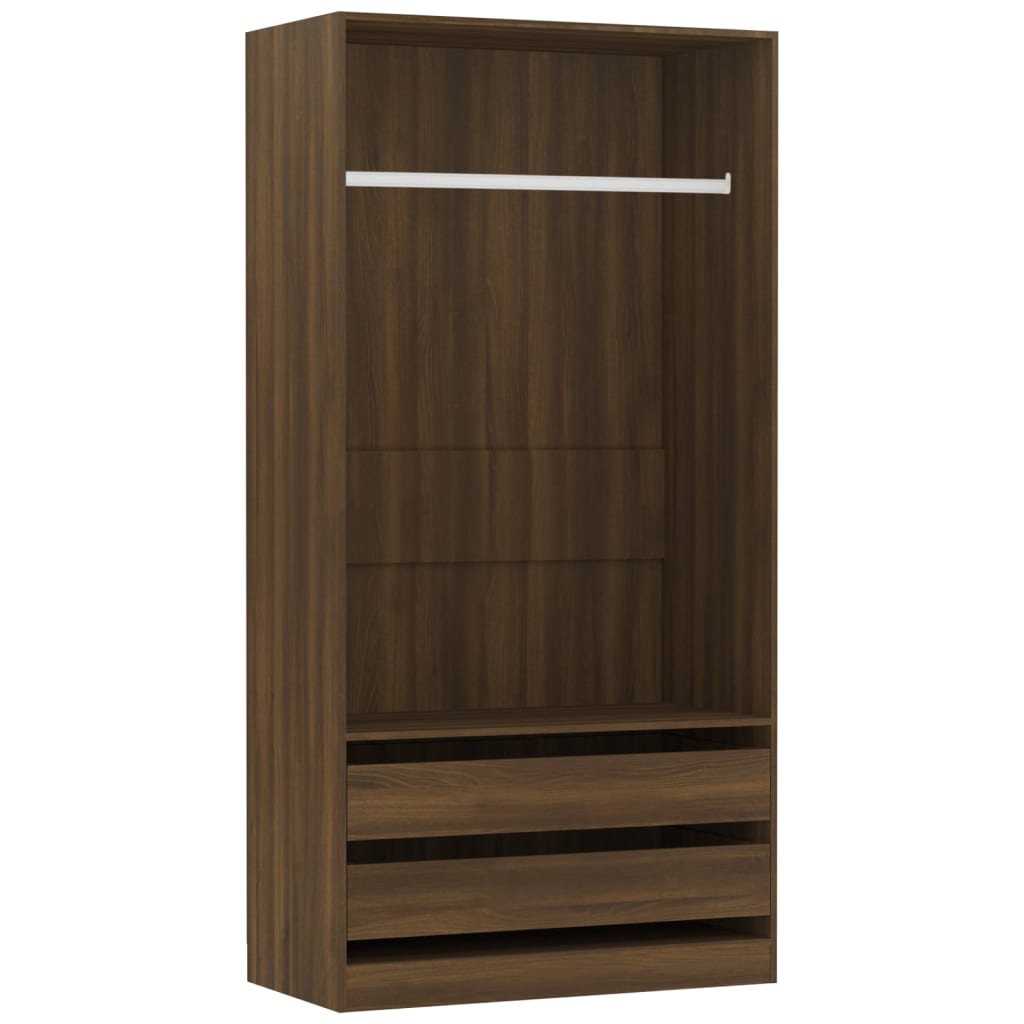 Barna tölgy színű szerelt fa ruhásszekrény 100 x 50 x 200 cm Barna tölgy színű szerelt fa ruhásszekrény 100 x 50 x 200 cm
