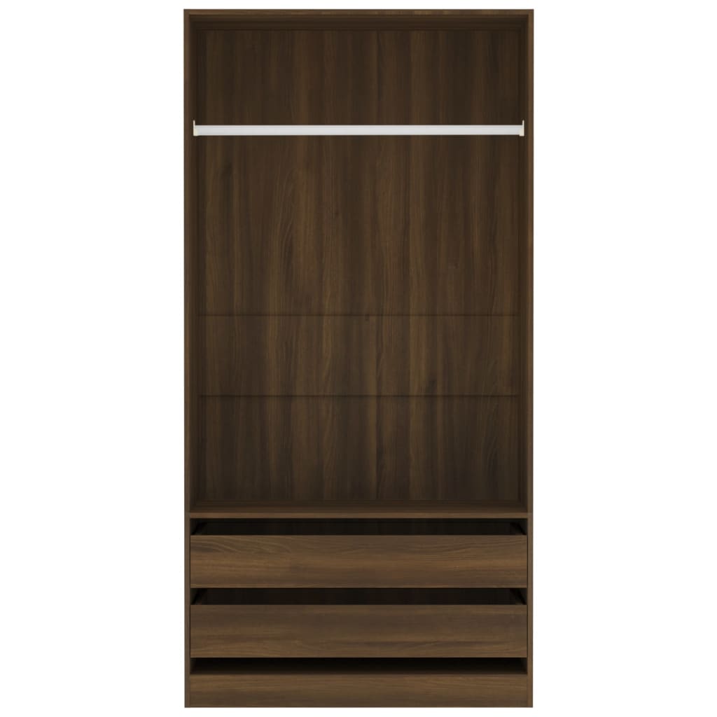 Barna tölgy színű szerelt fa ruhásszekrény 100 x 50 x 200 cm Barna tölgy színű szerelt fa ruhásszekrény 100 x 50 x 200 cm