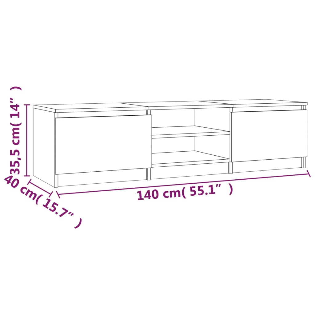 Füstös tölgy színű szerelt fa tv-szekrény 140 x 40 x 35,5 cm Füstös tölgy színű szerelt fa tv-szekrény 140 x 40 x 35,5 cm