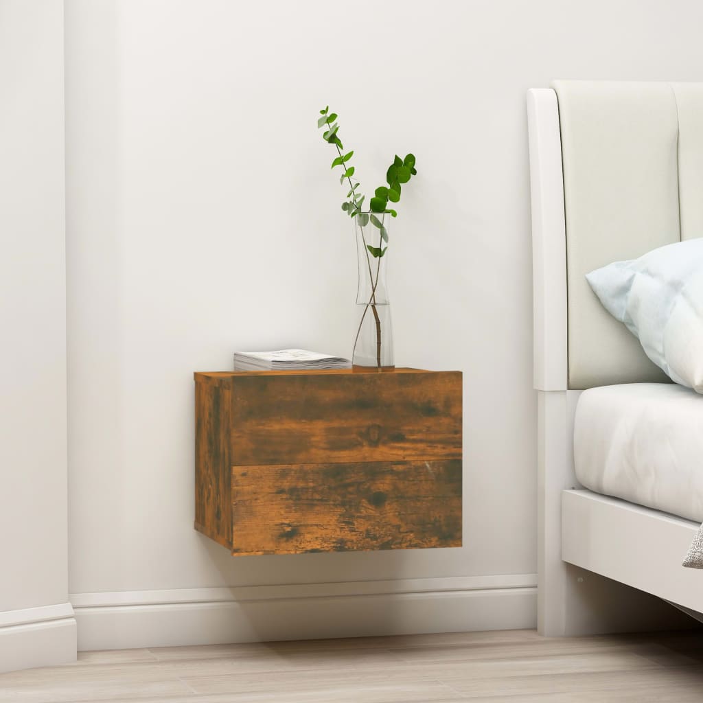 2 db füstös tölgyszínű szerelt fa éjjeliszekrény 40x30x30 cm