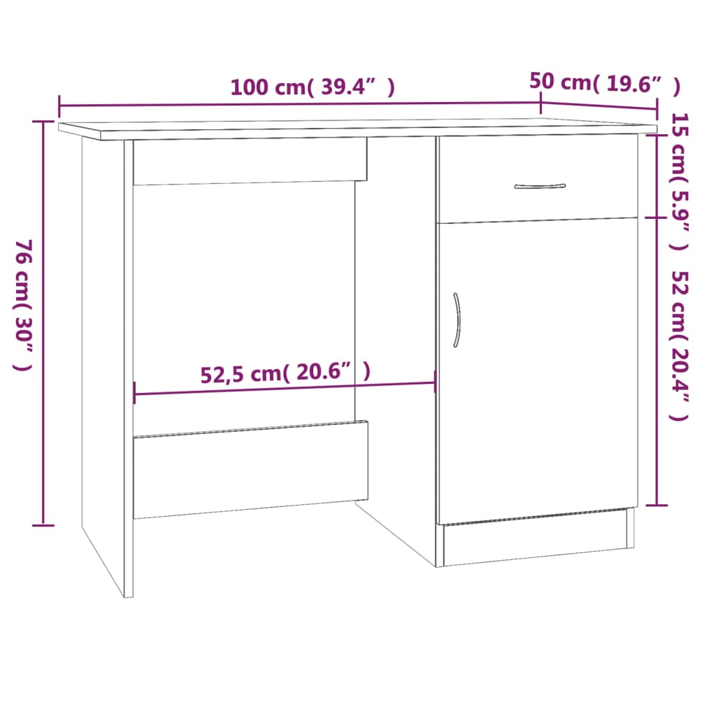 Barna tölgy színű szerelt fa íróasztal 100 x 50 x 76 cm Barna tölgy színű szerelt fa íróasztal 100 x 50 x 76 cm