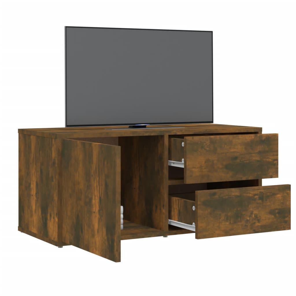 Füstös tölgyszínű szerelt fa tv-szekrény 80 x 34 x 36 cm Füstös tölgyszínű szerelt fa tv-szekrény 80 x 34 x 36 cm