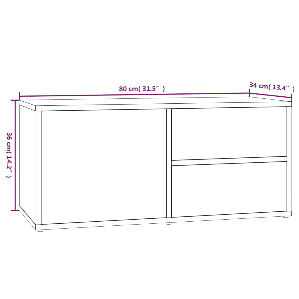 Füstös tölgyszínű szerelt fa tv-szekrény 80 x 34 x 36 cm Füstös tölgyszínű szerelt fa tv-szekrény 80 x 34 x 36 cm