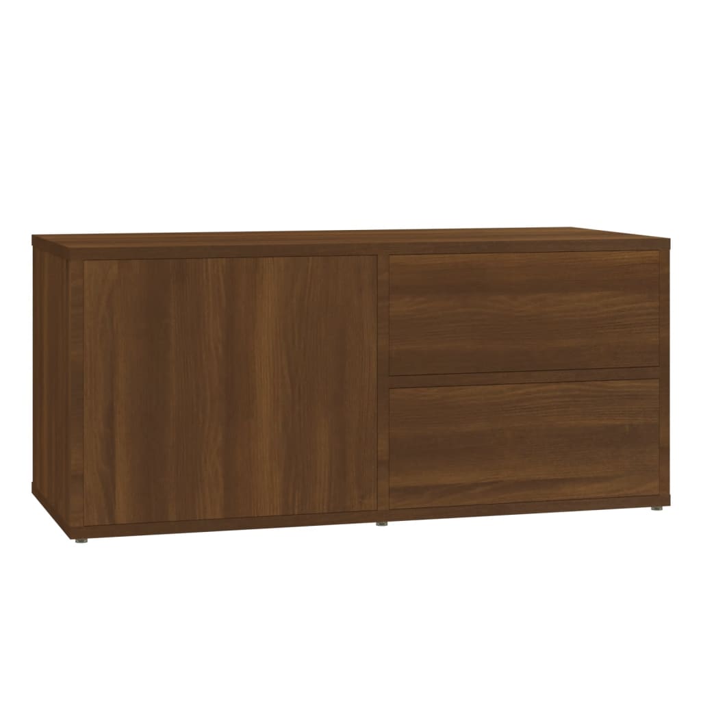 Barna tölgyszínű szerelt fa tv-szekrény 80 x 34 x 36 cm
