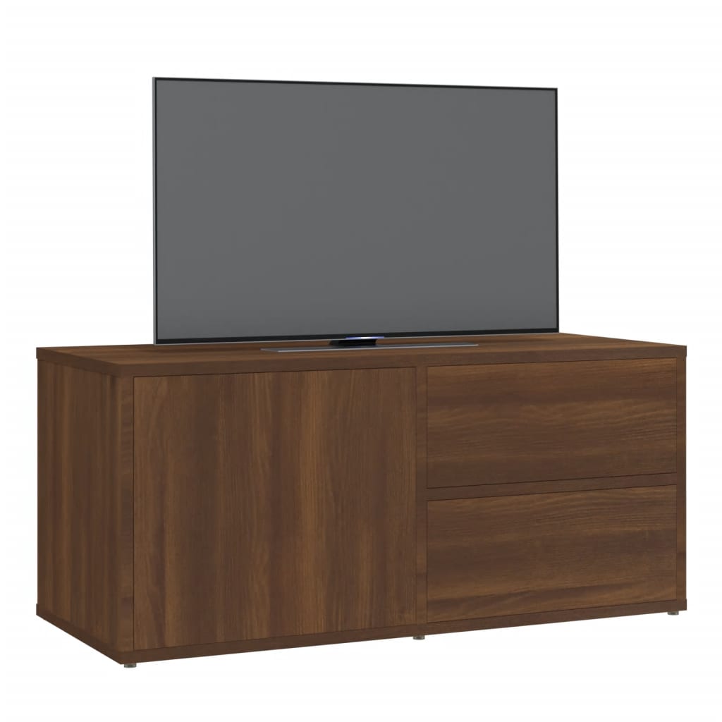 Barna tölgyszínű szerelt fa tv-szekrény 80 x 34 x 36 cm