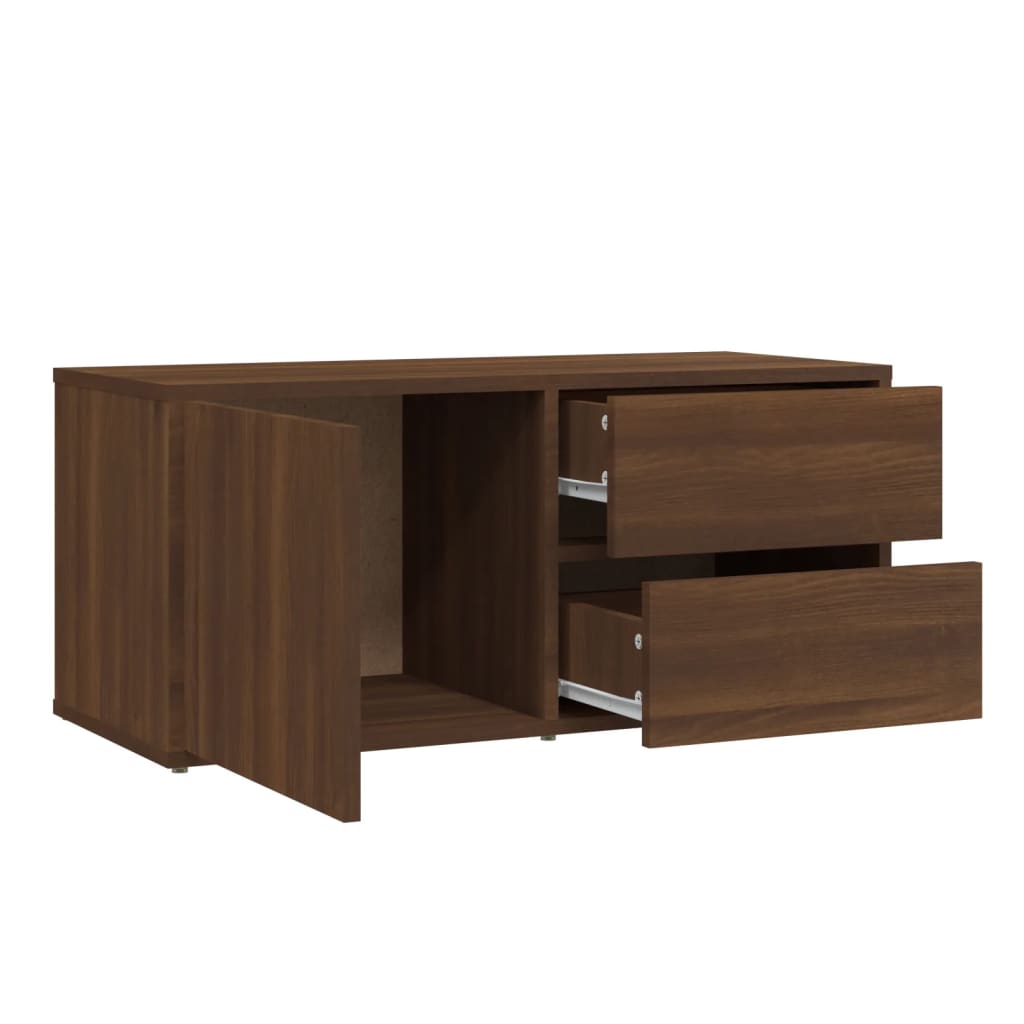 Barna tölgyszínű szerelt fa tv-szekrény 80 x 34 x 36 cm