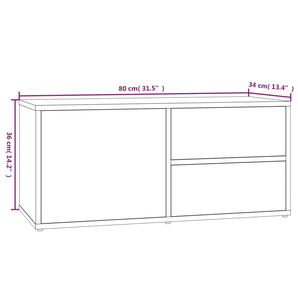 Barna tölgyszínű szerelt fa tv-szekrény 80 x 34 x 36 cm