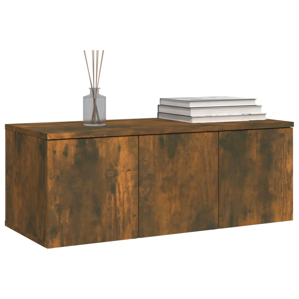 Füstös tölgyszínű szerelt fa tv-szekrény 80 x 34 x 30 cm